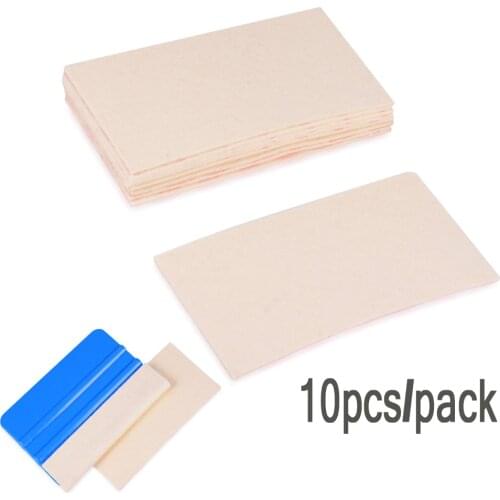 EHDIS 10Pcs Wool Felt Cloth for 10cm Card Squeegee Vinyl Film Wrapping Scraper Edge Window Tint Tool Car Wrap Scraper Protector