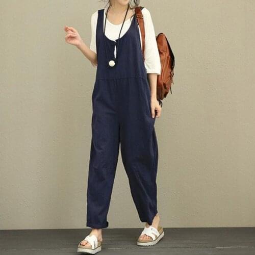 Jumpsuit Plus Size Loose Trousers Wide Leg Overalls Ladies Fashion Loose All Match Rompers Casual Koean Japanese Style 2021 New