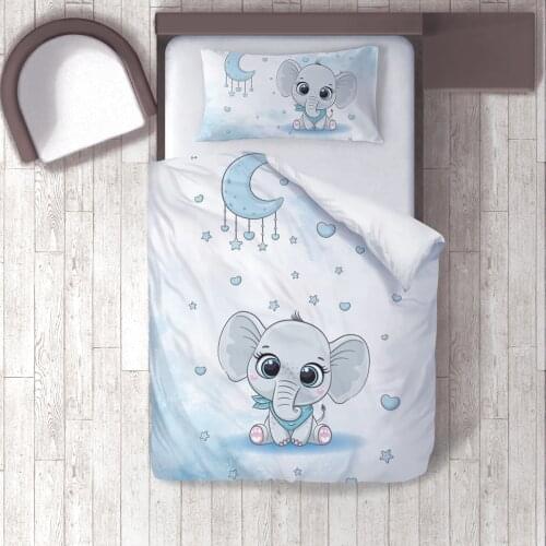 Duvet Cover Set Bedding Set Pillow Case for Baby and Kids Room 3D Printed White Moon Elephant Model 210