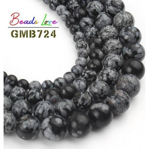 Natural Stone Snow Flake Jaspers Beads 4 6 8 10 12mm Round Loose Spacer Beads for Jewelry Making DIy Bracelet Necklace 15 Inches