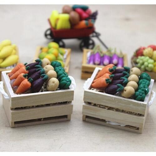 Dollhouse Miniature Vegetables with Frame Simulation Model Pretend Play Toys fake vegetables restaurant DIY toys for children