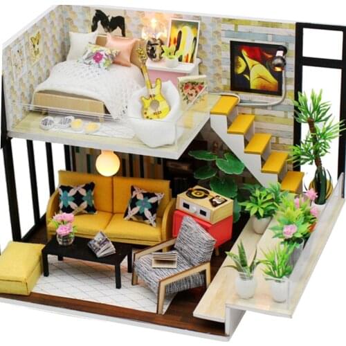 Dollhouse Miniature With Furniture, Wooden DIY DollHouse Kit Plus Music Box