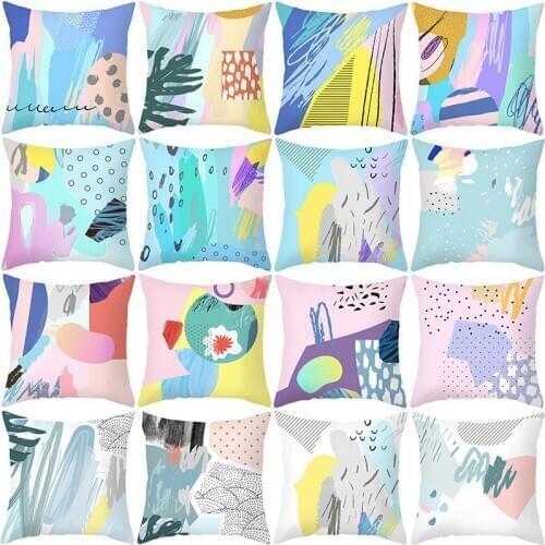 Simple Colorful Abstract Printed Cushion Cover Rectangular Home Sofa Pillowcase Furniture Seat Living Room Decor Cushions Case