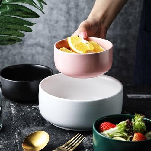 Single ceramic bowl household rice bowl Nordic creative matte soup bowl personalized fruit salad dessert noodle bowl