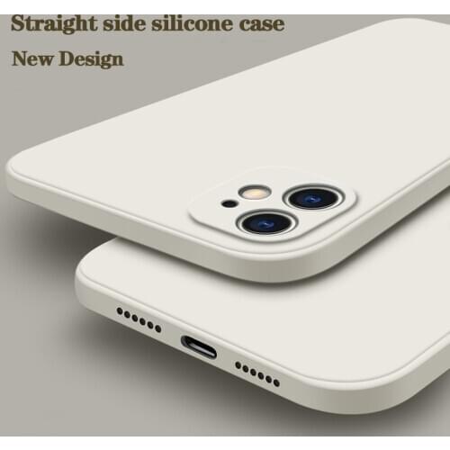 Luxury Square Liquid Silicone Phone Case For iPhone 12 11 Pro Max 12 Mini X XS XR 7 8 Plus Ultra Thin Soft Candy Color Cover