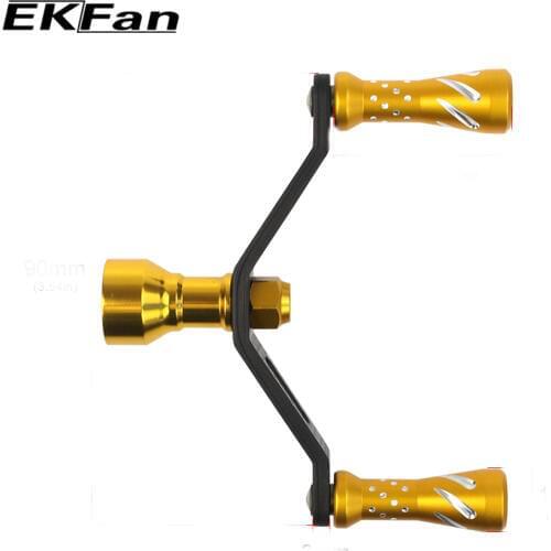 EKFan New Design Gold Color Fishing Reel Handle Aluminum Alloy Knob + Carbon Fiber Double Handles Fishing Tackle Tool