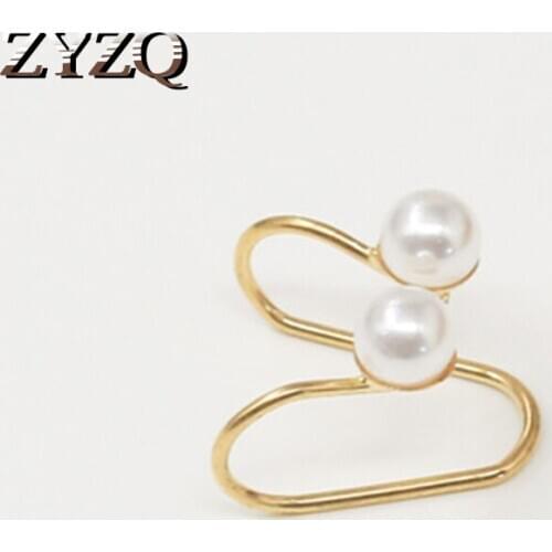 ZYZQ Personality Twist Design Ear Clip With Double Simulated Pearl Easy Simple Jewelry Earrings Wholesale Lots&Bulk Hot Selling