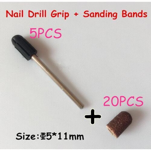 MAOHANG nail Sanding Bands cap Manicure File Tools + Nail Art Salon Rubber Grips handle Drill Accessories For Nail Drill Machine