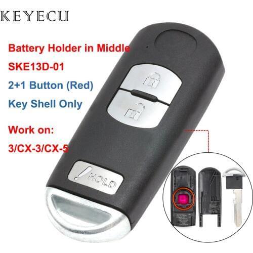 Keyecu Smart Remote Car Key Shell Case 2+1 Buttons for Mazda 3 2016-18, CX-5 CX-3 2013-2017 SKE13D-01
