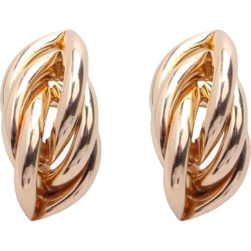European Brand Drop Earrings for Women Geometric Statement Earring Twisted Smooth Metal Earing Fashion ZA Jewelry Trend