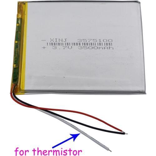 XINJ 3.7V 3500mAh 3wires for thermistor Lithium Polymer Battery li-po cell 3575100 For E-book GPS PAD MID Portable DVD Tablet PC
