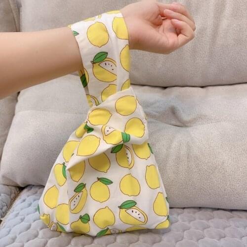 Japanese Mini Portable Knot Wrist Bag Women Top Handle Bag Simple Purses Handbags Waterproof Shopping Bag Phone Key Pouch