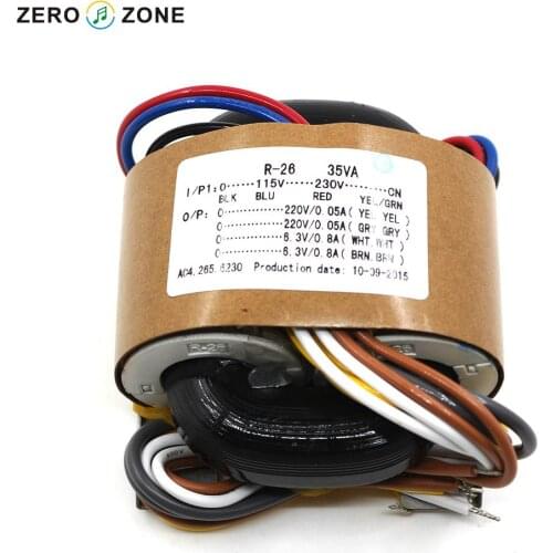 ZEROZONE R-26 OFC 35VA dual 220V0.05A dual 6.3V0.8A 35W R-type transformer supports 115V and 230V input