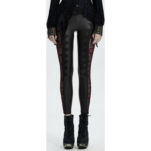 PUNKRAVE Womens Gothic Slim Tight Leggings High Elastic Knit Novelty Daily Casual Trousers