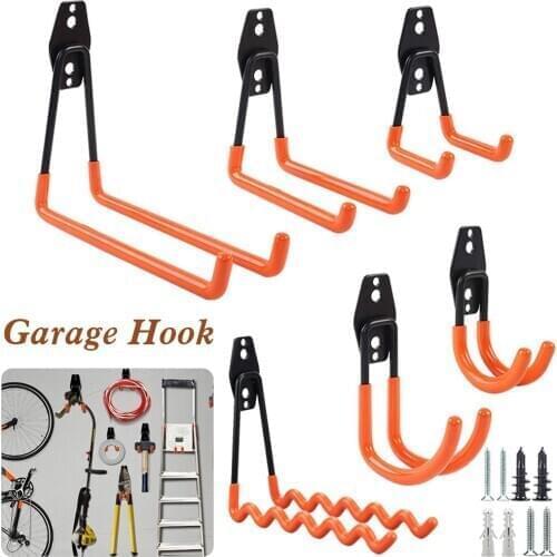 1Pcs Garage Storage Wall Hook Heavy-Duty Steel Wall-Mounted Organizer for Ladder/Bike/Garden/Brooms/Shovels/Power/Sports Tools