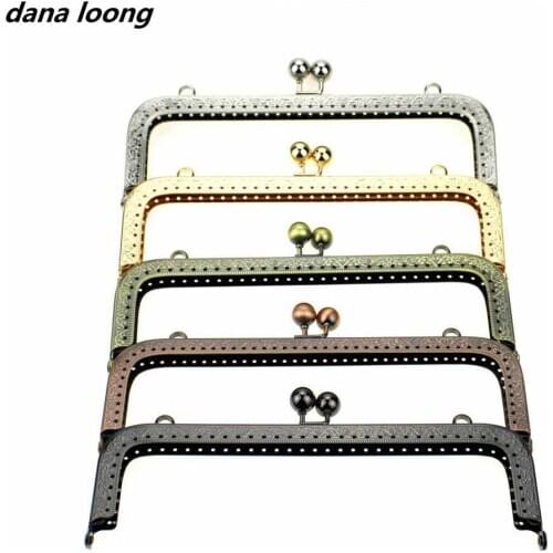 1 Piece 20 CM Large Size Square Embossing Metal Purse Frame Kiss Clasp Bead Head DIY Bag Accessory