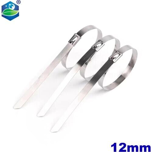 10PCS stainless steel metal cable ties 12mm*100mm Locking Metal Coated Zip Wrap Exhaust Heat Straps Induction Pipe Header Wiring