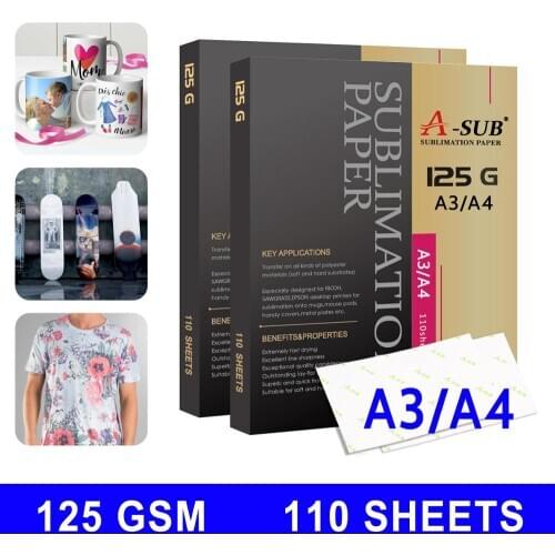 125g 110sheets Sublimation Paper for Cotton T-Shirt Cushion Fabrics Phone Case Printing Design