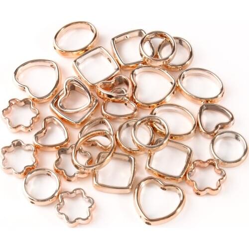 15g Double Hole Mixed CCB Bead Circle Heart Square Rings Connectors Loose Spacer Beads For Jewelry Making DIY Earrings Necklaces