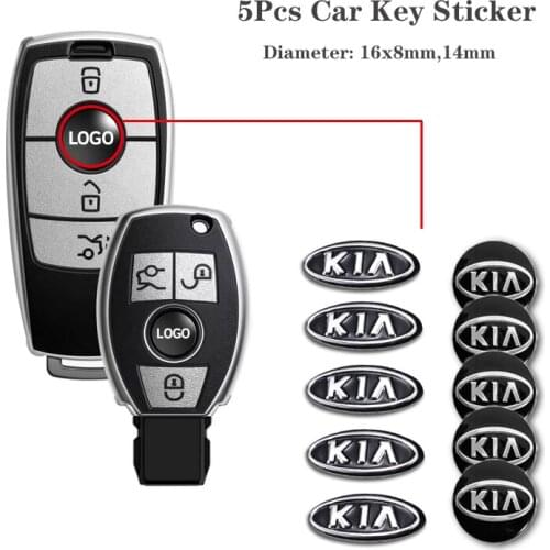 5Pcs 14mm 16x8mm For Kia Seltos Cerato Venga Cadenza Cee'd Forte Optima Rondo K1 K2 K3 K4 K5 Remote Control Key Car Door Sticker