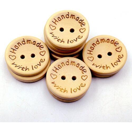 50Pieces/lot Natural Wood Buttons handmade love Letter wooden button craft DIY Knitting baby apparel accessories