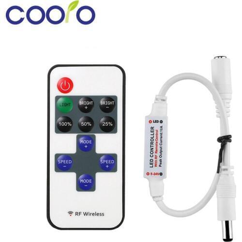 DC5-24 12A 144W Wireless Mini RF single color led dimmer Controller for 5050 3528 5630 5730 3014 led strip,free shipping