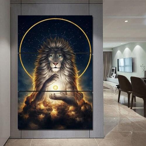 JIE DO ART HD print 3 piece canvas art Lion God Large Canvas Wall Art Wall Art Picture Home Decoration