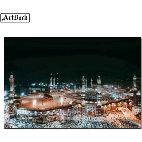 Artback square / round mosque full diamond painting muslim landscape fort cross stitch diy 5d diamond art mosaic embroidery