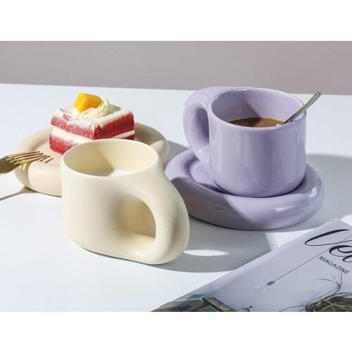 Nordic Creative Ceramic Mug Fat Handle Coffee Cup High Temperature Heat Insulation Water Cup Set Couple Cute Milk Tea Tableware