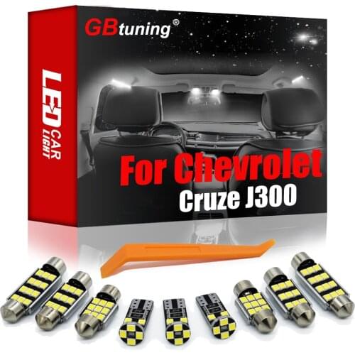 GBtuning Canbus LED 15PCS For Chevrolet Cruze J300 (2009-2011 2012 2013 2014 2015-2019) Vehicle Bulb Lamp Interior Light Kit