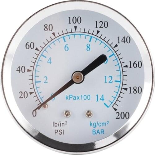63mm Dia 0-200psi / 0-14bar Dual Scale Pneumatic & Hydraulic All Purpose Pressure Gauge Meter Manometer Gas Water Oil