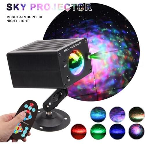 Mayitr 1pc Colorful Water Wave Star Night Light Multi-functional Room Decoration Lamp With Remote Control For Restaurant Bar