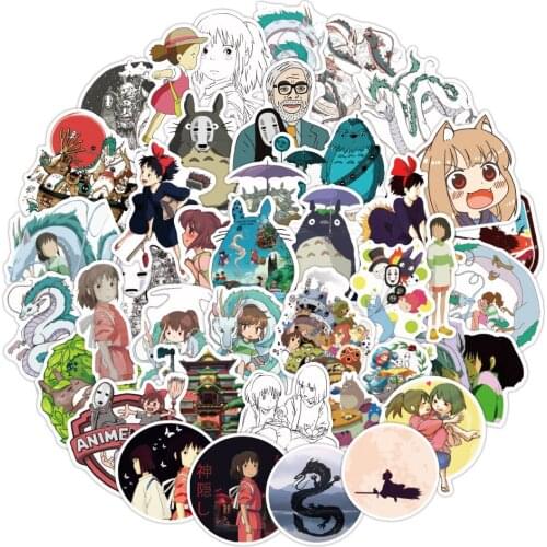 50pcs/set Spirited Away Stickers Anime Grattiff Waterproof Decal Sticker to DIY Laptop Motorcycle Luggage Snowboard Car Bicycle