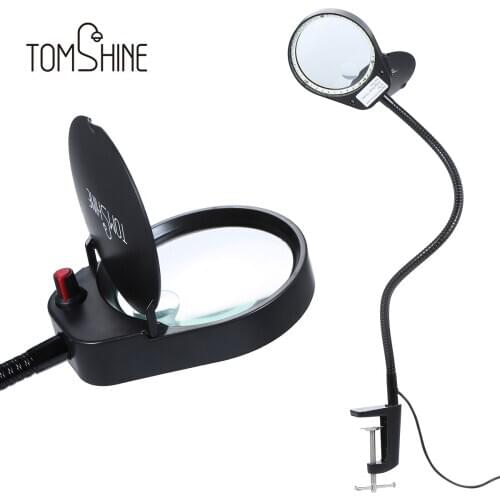 Flexible Gooseneck 3X/10X Magnifying Glass Desk Lamp Magnifier 38 LEDs Light Reading Lamp Dimmable Desk Light USB Power Supply