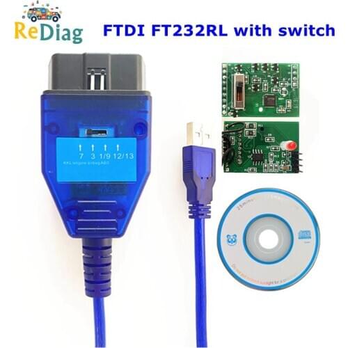 OBD2 USB Auto Car Diagnostic Cable with switch USB Interface and FTDI FT232RL/RQ Chip for VAG for Fiat KKL Car Ecu Scanner Tool