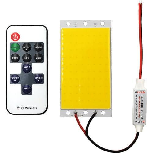 94x50mm Dimmable 12V COB LED Panel Light 15W Warm Cold White Red Green Blue LED Matrix with Dimmer for DIY Car Lights Work Lamps