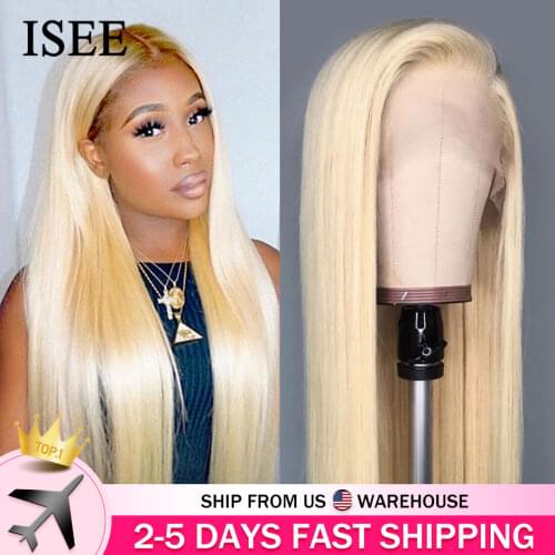 Straight 613 Lace Front Wig 150% Density Lace Front Human Hair Wigs For Women ISEE HAIR Peruvian Straight Blonde Lace Front Wigs