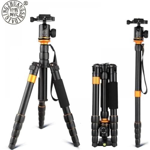 QZSD Q278 Professional Portable Aluminium Alloy Camera Travel Lightweight Tripod & Monopod Stand with Ball Head For Nikon DSLR