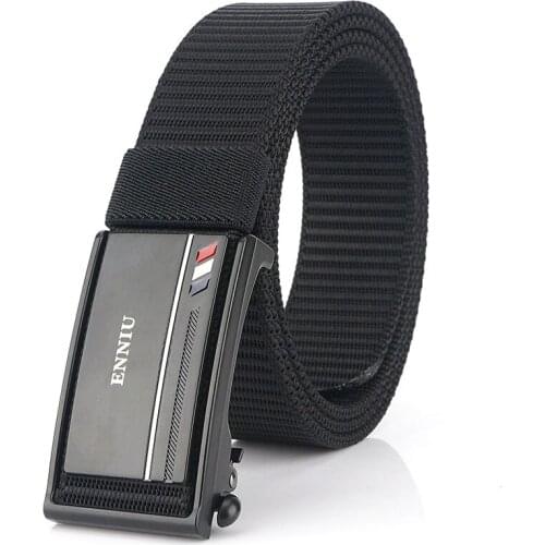 Mens canvas belt smooth automatic buckle young casual woven belt student fashion hipster belt Korean version