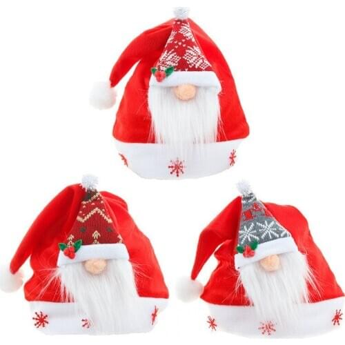 Christmas Santa Hat Decorative Cap Velvet Crafts Creative Dangling Balls Home Decoration Cartoon Santa Props