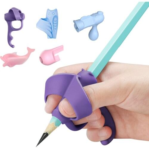 USHARE 6Pcs/Set Pencil Holder for Kids Handwriting Baby Writing Pen Auxiliary Tool Writing and Correction Siliconce Pen Grips