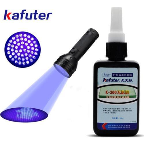 Strong power 51led UV light +Kafuter 50ml UV Glue UV Curing Adhesive K-300 Transparent Crystal and Glass Adhesive