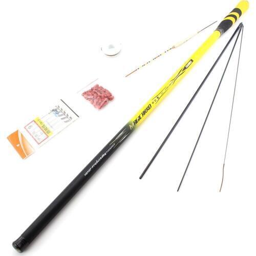 3.6m 4.5m 5.4m 6.3m 7.2m model Carp Fishing Pole Stream Hand Rod Telescopic Fishing Rod Fishing Tackle Hooks line Floated Set
