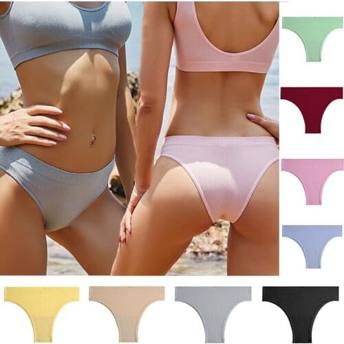 FINETOO 1/2Pcs Women Seamless Brazilian Panties Sexy Ladies Low Waist Underwear Set Female Breathable Cotton Girls M-XL Lingerie