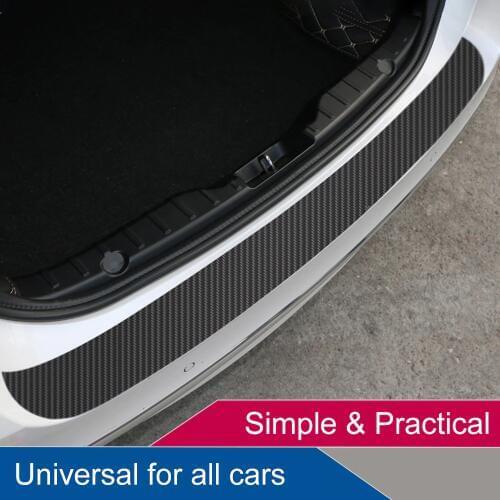 Universal Trunk Rear Guard Plate Sticker Car Rear Bumper Trim Anti-Kicked Scratch Protection Sticker Strip 3D Carbon Fiber Film