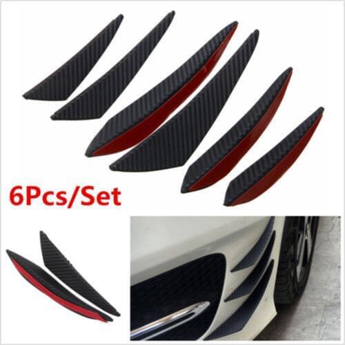6Pcs/Set Universal Fit Front Bumper Lip Diffuser Splitter Fins Body Spoiler Canards Valence Chin Car Tuning Canard
