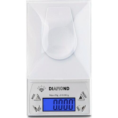 0.001g Mini LCD Digital Diamond Jewelry Scale High Precision Food Diet Gem Scales Weighing Balance Silver CT/DWT/G/GN Backlight