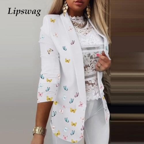 Autumn Elegant Suit Coats 2021 Spring Office Lady Colorful Printed Notched Collar Cardigan Women Casual Long Sleeve Tops Blazers