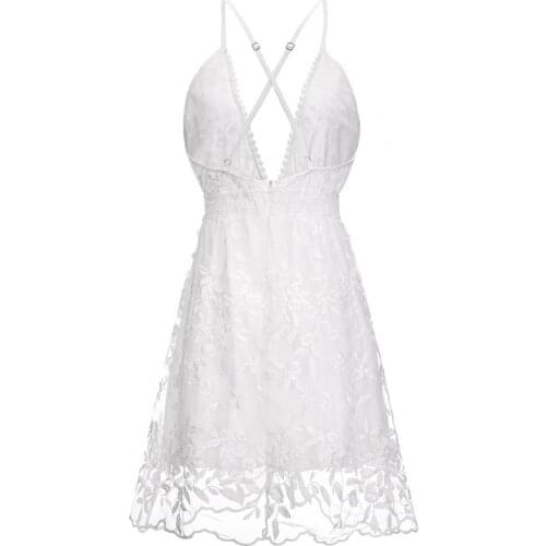 2021 Summer Women Dress Sexy Bow Backless V-neck Mini Beach Dresses Sleeveless Mini Ruffle White Summer Beach Dresses for Women