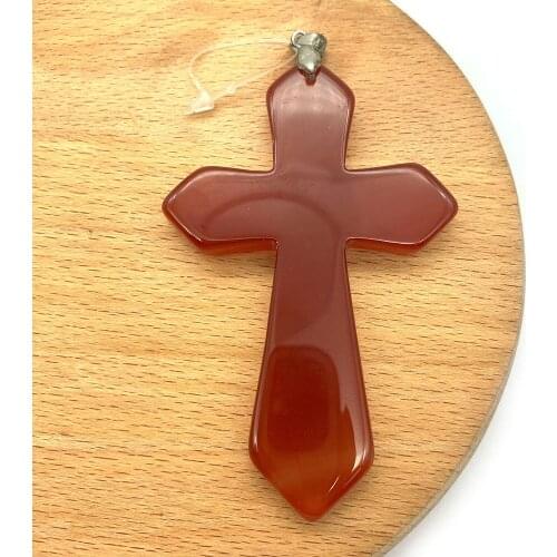 1pc Natural Agate Stone Pendants Semi-precious Stone Cross-shaped 5 Colors for Choice DIY for Making Necklace Big Size 53x80mm